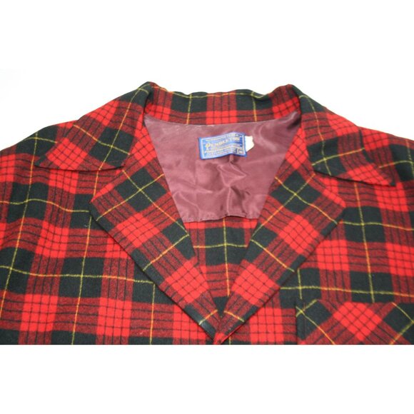 VTG Pendleton Wool Plaid Shirt Jacket 3 Button Pocket Topster Mens M Lumberjack - Picture 4 of 10